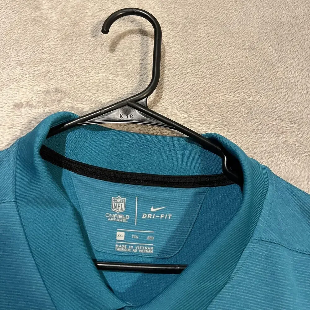 Jacksonville Jaguars Shirt Mens 2XL Teal Black NFL Football Nike Dri Fit Polo